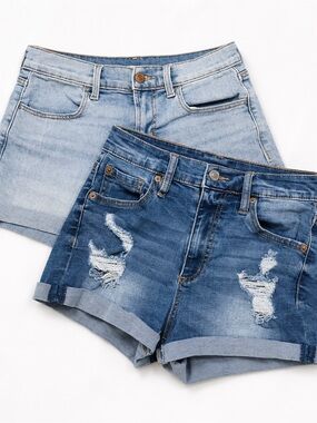 2pc Juniors 0 Denim Shorts Bundle Y2K Low Rise Festival Summer